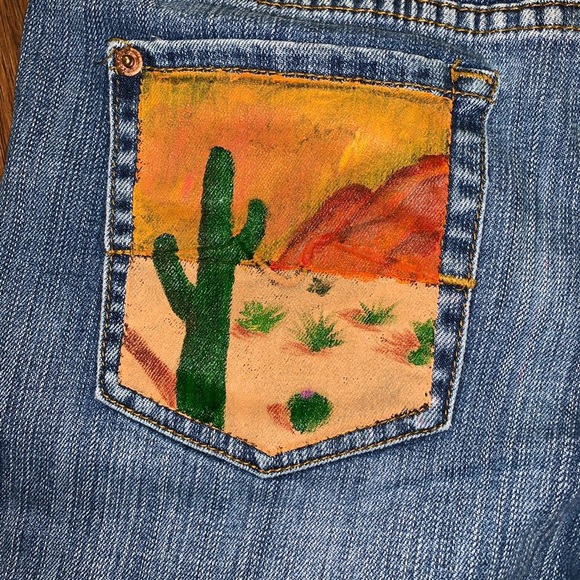 custom paint 7FAMK jeans - Picture 3 of 7